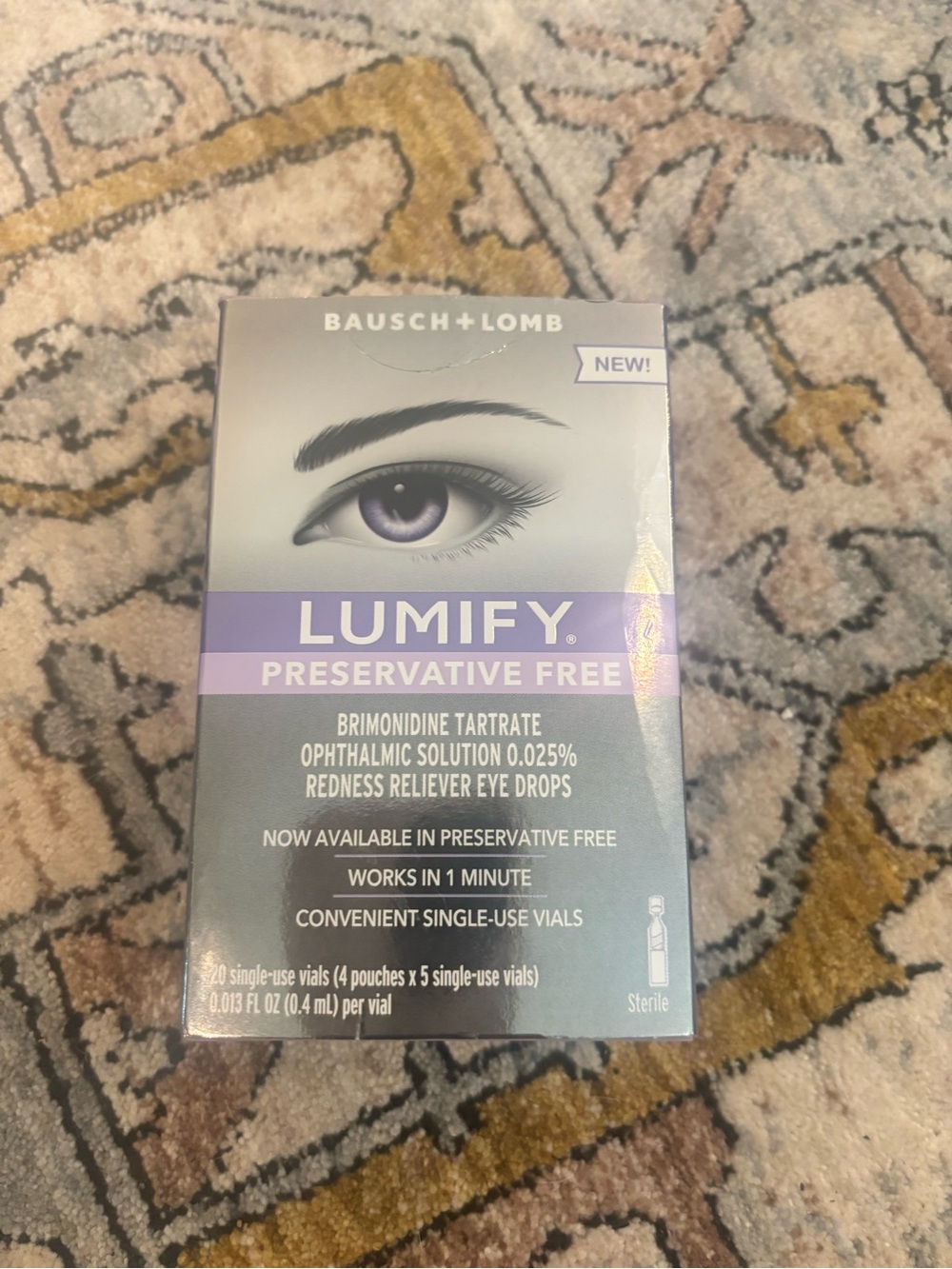 LUMIFY PRESERVATIVE FREE REDNESS RELIEVER DROPS 20 SINGLE USE VIALS EXP 4/28